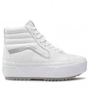 Sk8Hi Stacked white leather vans